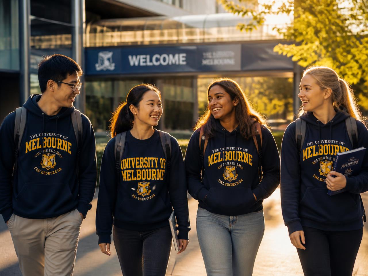 International students on an overseas university campus